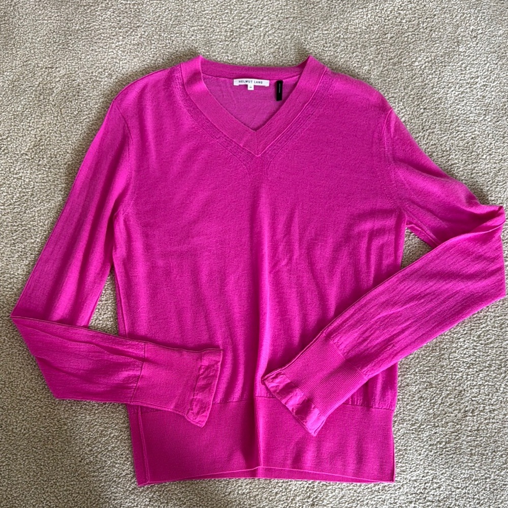 Vibrant Pink V-Neck Sweater